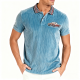 Blue Corduroy Polo Shirt with Retro Car Embroidery