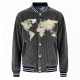 Gray Corduroy World Map Print Baseball Jacket