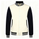 Cream & Black Two-Tone Baseball Jacket