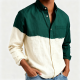 Emerald Green & Cream Brush-Stroke Two-Tone Shirt