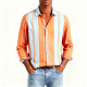 Orange & Light Blue Striped Long-Sleeve Shirt